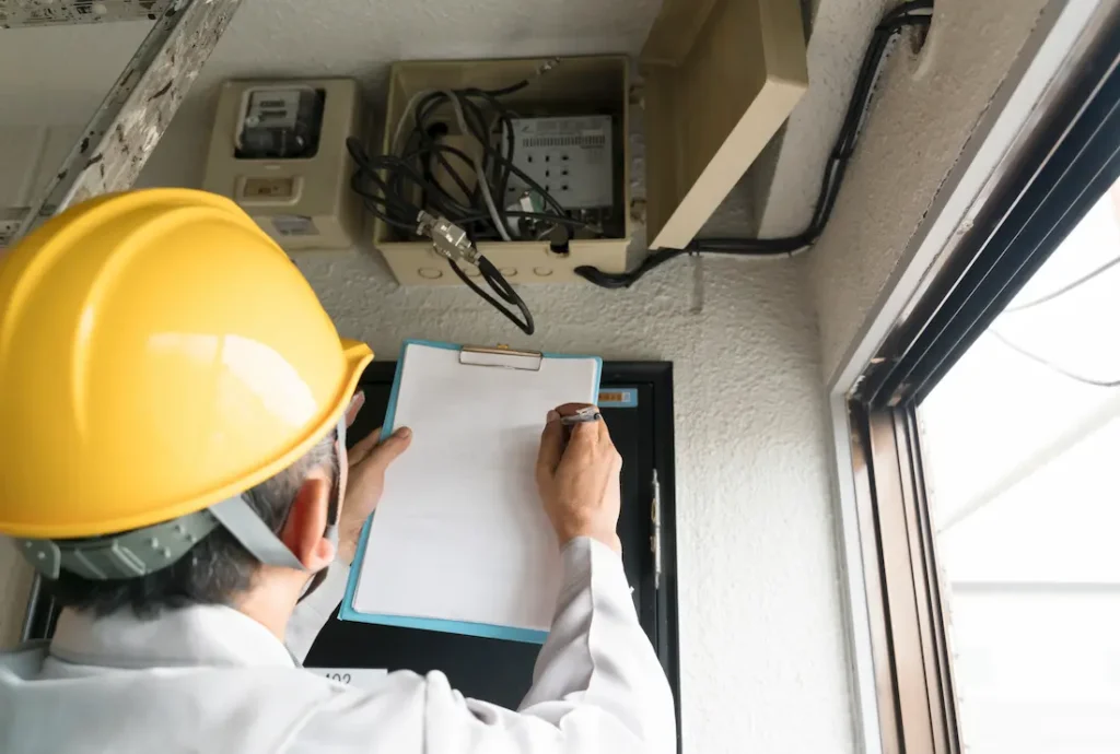アパートのアンテナ増幅器(ブースター)を確認する電気工事士